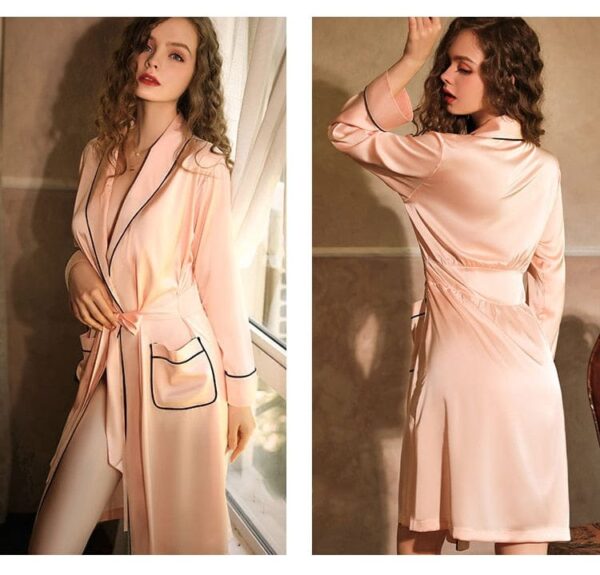 Kinky Cloth Silky Satin Sleepwear Robe