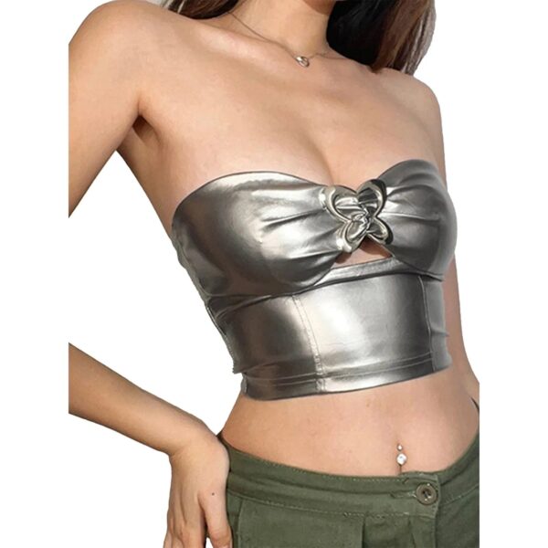 Kinky Cloth Silver Metallic Tube Top