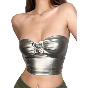 Kinky Cloth Silver / S Silver Metallic Tube Top