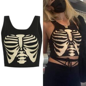 Kinky Cloth Black / S Skeleton Tank Top