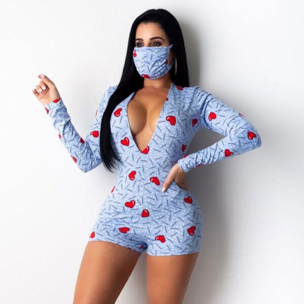 Kinky Cloth 200003497 Sleepwear Patterns Bodycon Jumpsuit With Mask