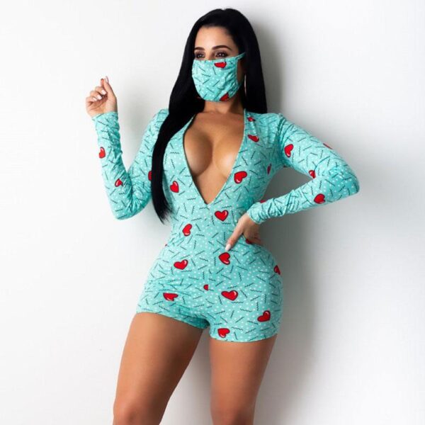 Kinky Cloth 200003497 Sleepwear Patterns Bodycon Jumpsuit With Mask