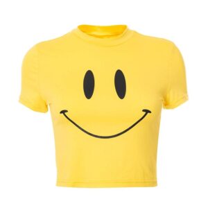 Kinky Cloth Smiley Yellow Crop Top