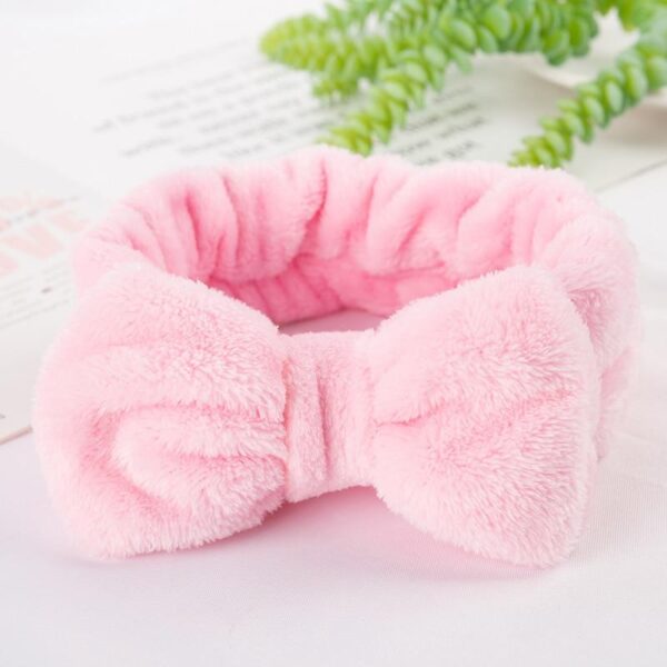 Kinky Cloth 200000395 Baby Pink Solid Colors Bow Plush Headbands