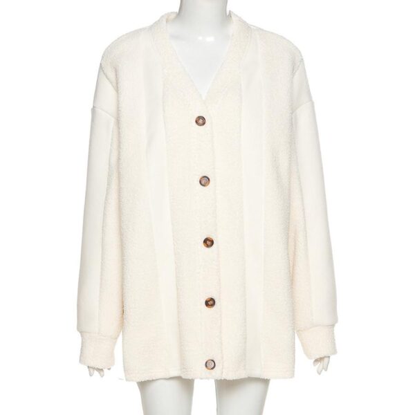 Kinky Cloth 201239907 Beige / S Solid Loose Plush Office Cardigan