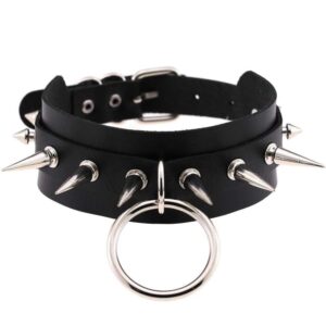 Kinky Cloth Necklace Spiked O Ring Collar