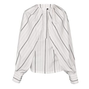 Kinky Cloth White / S Striped Big Size Blouse