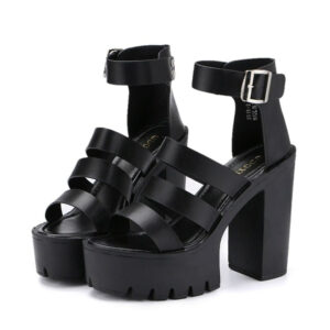 Kinky Cloth Thick Heel Platform Sandals