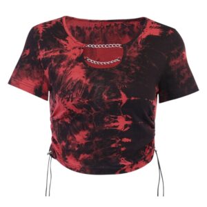 Kinky Cloth Tie Dye Chain Drawstring Top