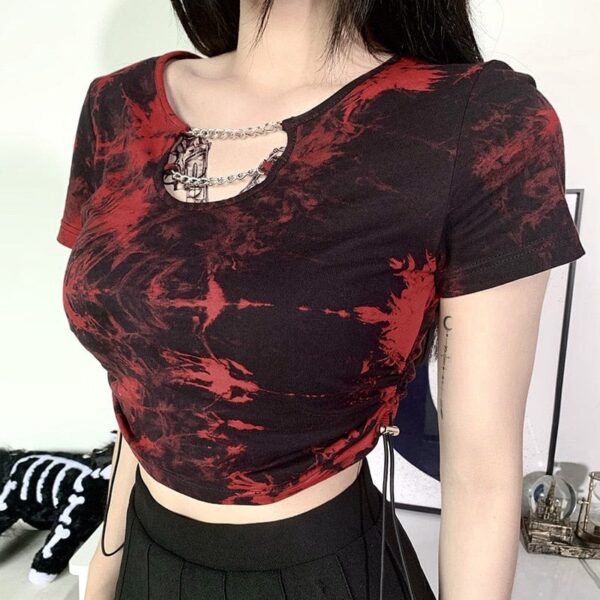 Kinky Cloth Tie Dye Chain Drawstring Top