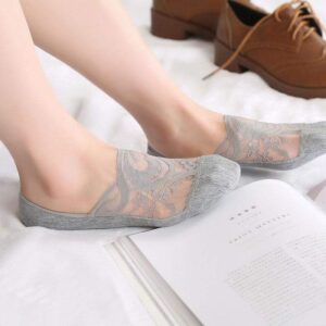 Kinky Cloth 200000862 Gray Transparent Short Lace Boat Socks