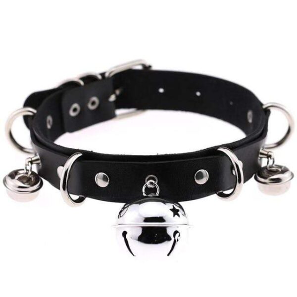 Kinky Cloth black Triple Bell Ring Collar