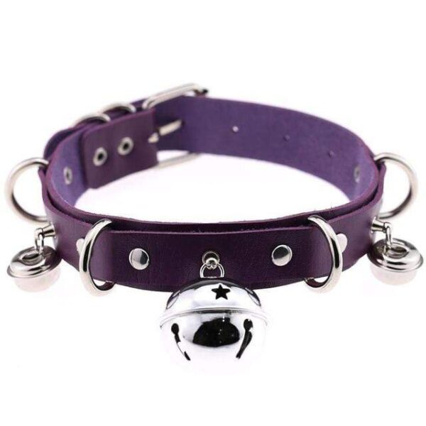 Kinky Cloth purple Triple Bell Ring Collar