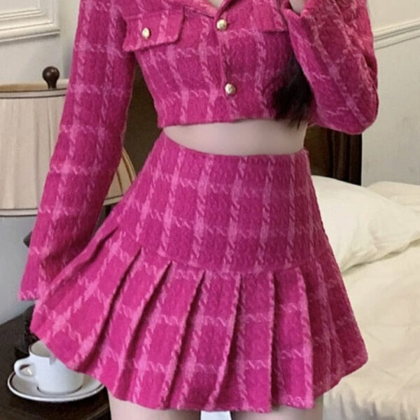 Kinky Cloth Tweed Crop Jacket + Mini Skirt Set