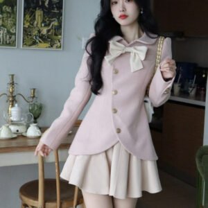 Kinky Cloth Two Pieces Woolen Dress Coat